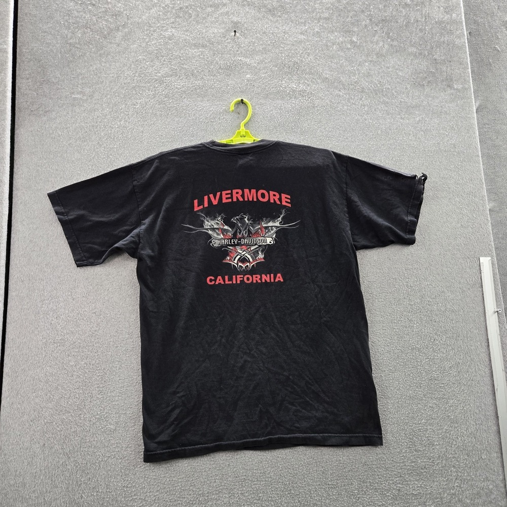 VINTAGE Harley-Davidson Men Shirt XL Black Graphic Y2K Livermore California READ